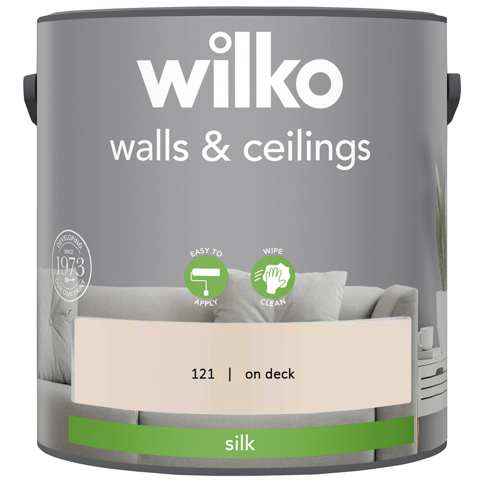 Wilko Walls & Ceilings On Deck Silk Emulsion Paint 2.5L Image 2