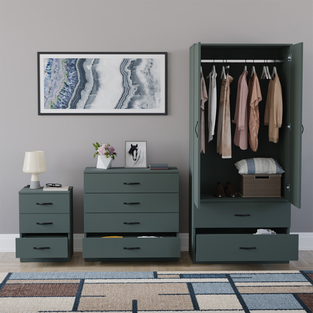 VIDA DESIGNS Riano Green 3 Piece Bedroom Furniture Set Image 3