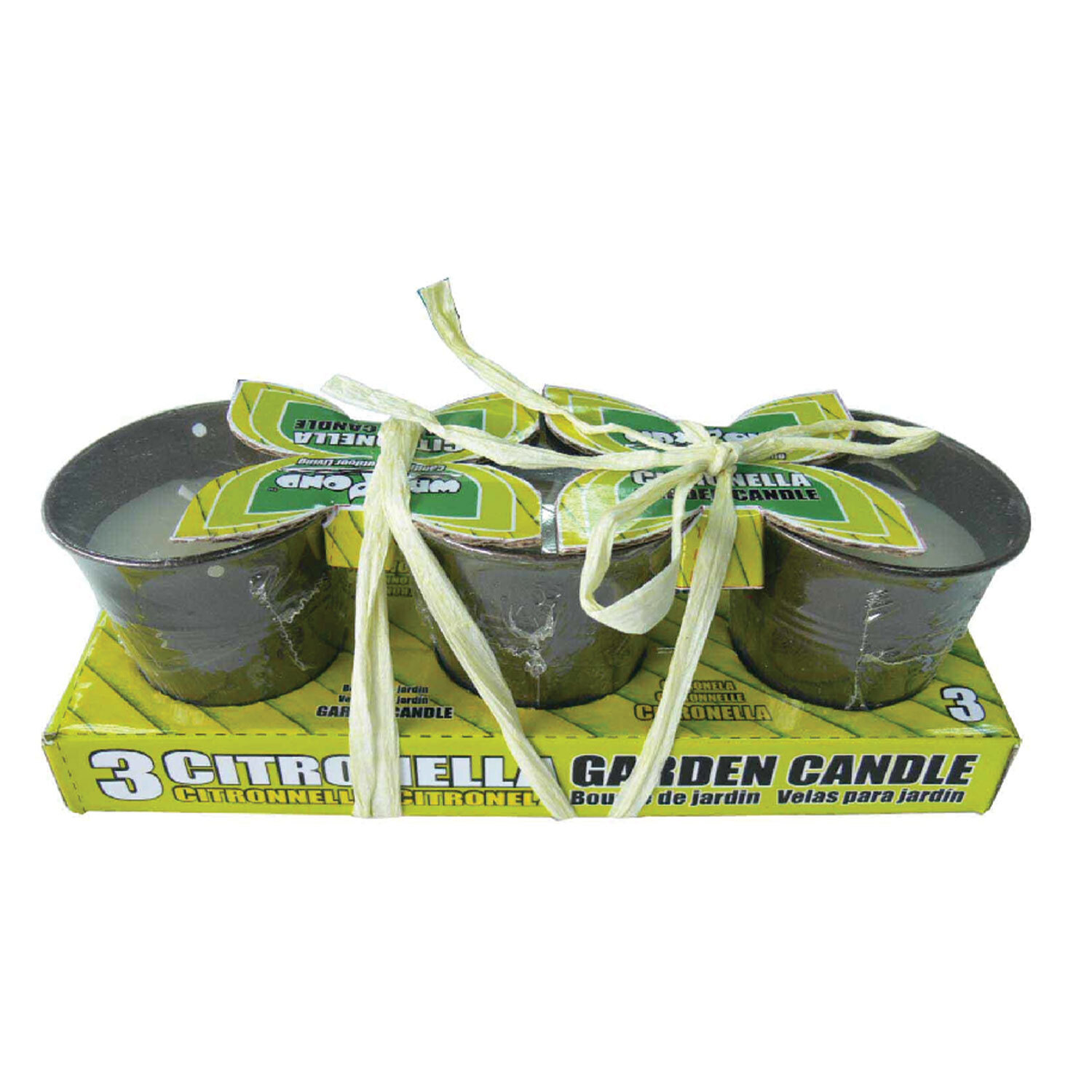 Pack of 3 Citronella Candles In Bronzed Bucket Image