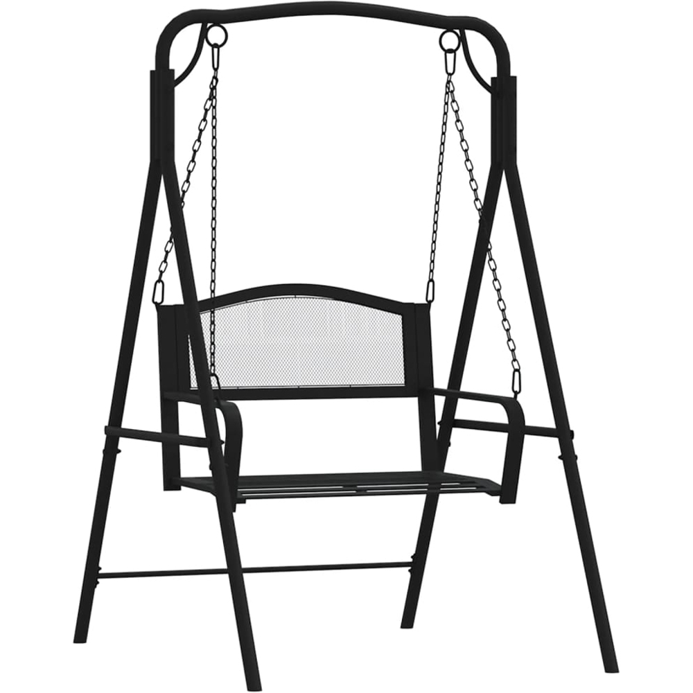 vidaXL 2 Seater Black Steel Swing Bench Image 2