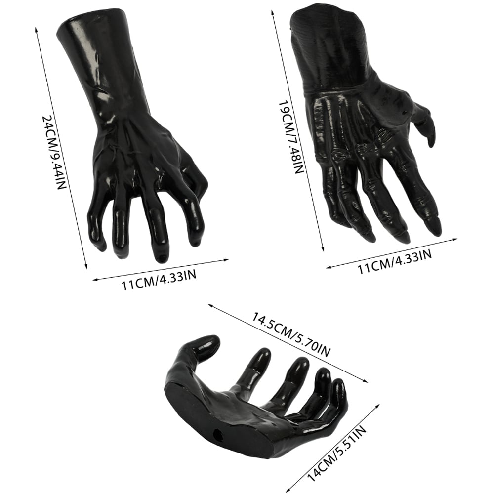 Living and Home Black Wall Mounted Grasping Hands with LED Lights Halloween Decoration 3 Piece Image 7