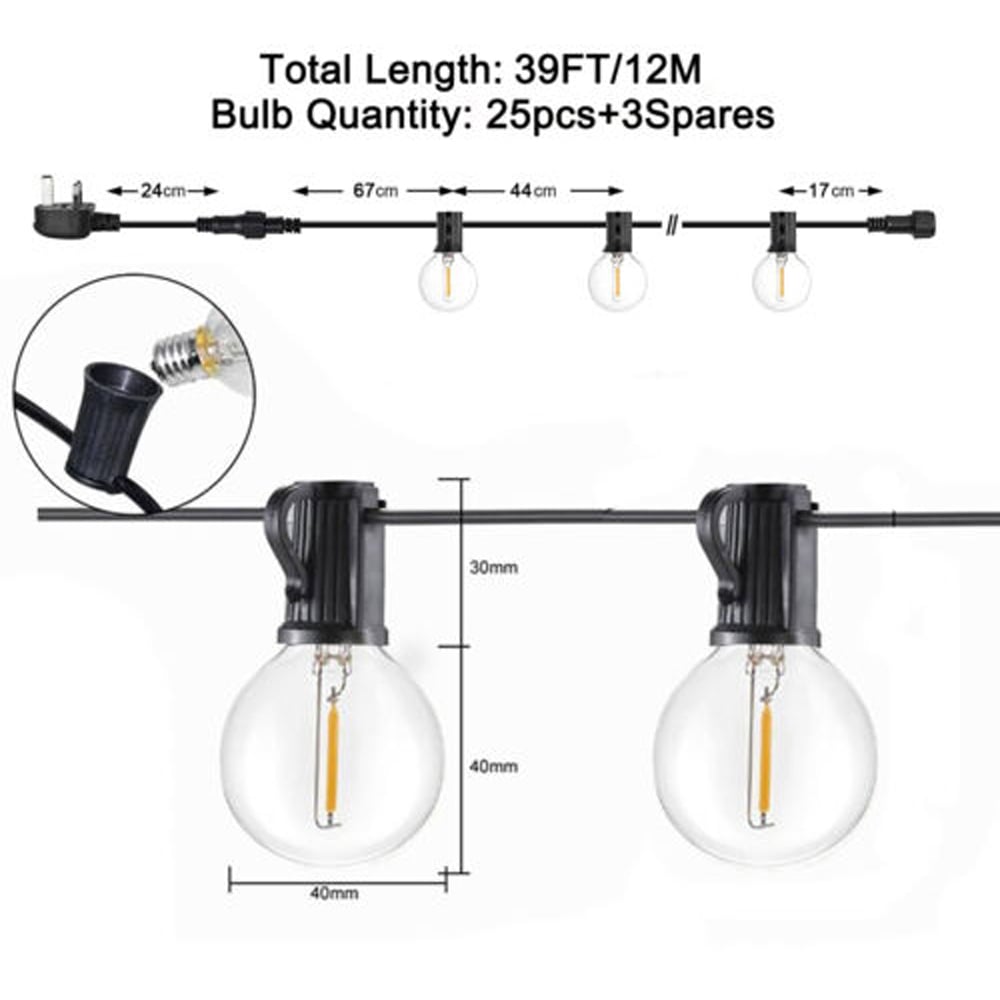 ExtraStar G40 LED Outdoor Garden String Lights 12m Image 4
