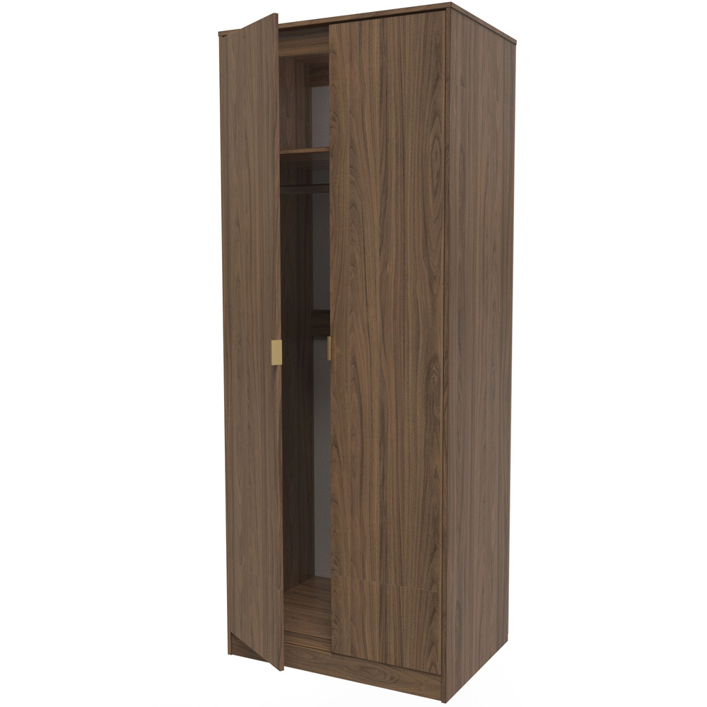 Crowndale Hong Kong 2 Door Carini Walnut Tall Wardrobe Ready Assembled Image 6