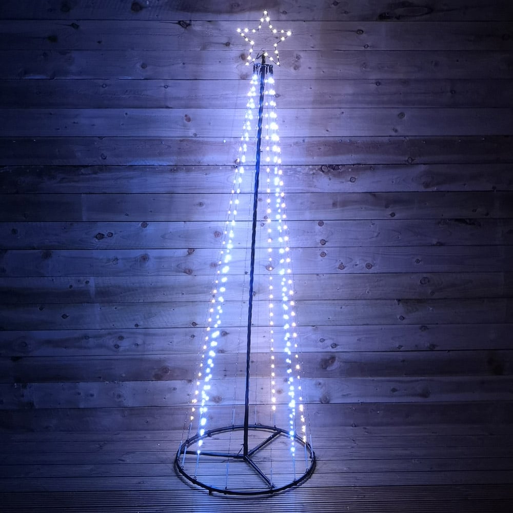 Premier Black Pin Wire Warm and Cool LED Pyramid Maypole Outdoor Christmas Tree 13ft Image 6