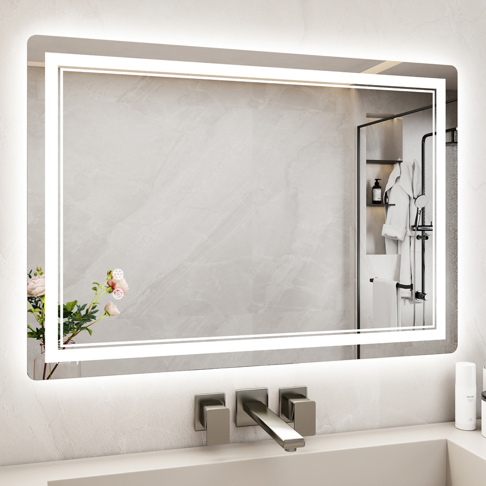 Rattrix White Anti-Fog LED Bathroom Mirror with Dimmable Lights and Memory Function 80 x 60cm Image 2