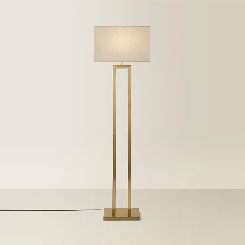 ValueLights Gloria Lamp Shade Gold Double Stem Metal LED Floor Lamp Image 5