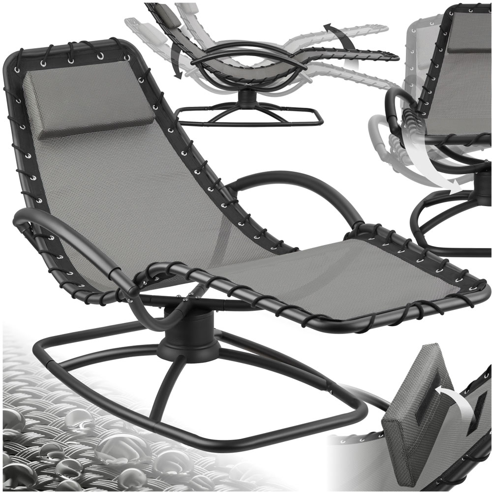 tectake Toulon Grey Ergonomic and Rocking Sun Lounger Image 2