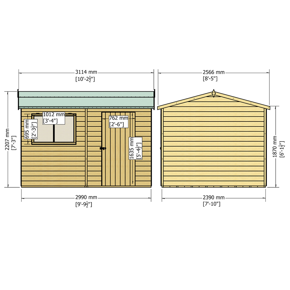Shire Lewis 10 x 8ft Style C Reverse Apex Shed Image 4
