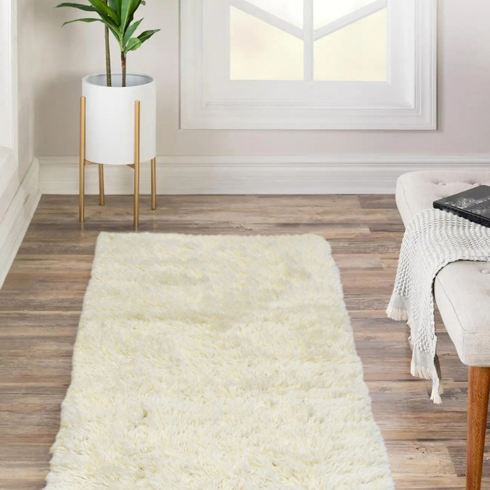 Homemaker Ivory Soft Washable Shaggy Rug 67 x 180cm Image 2