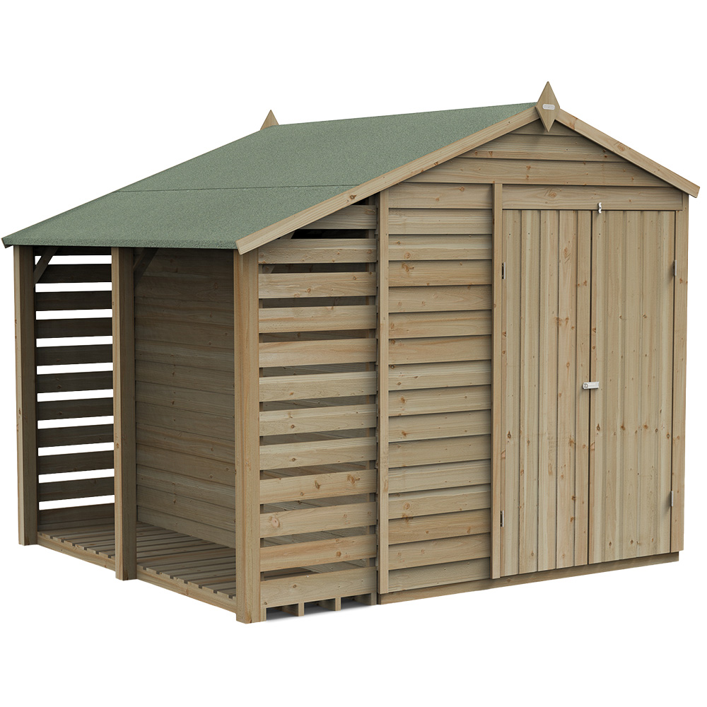 Forest Garden 4LIFE 6 x 8ft Double Door Lean To Apex Shed Image 1