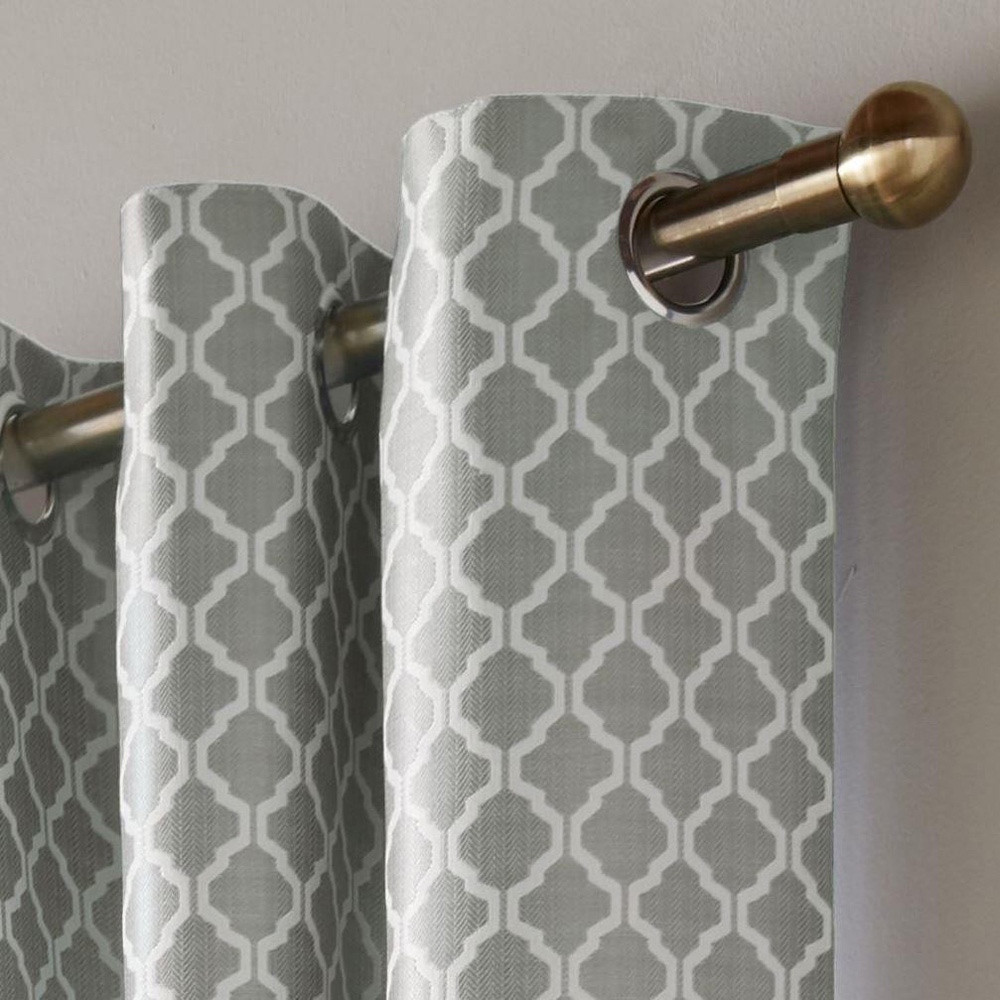 Alan Symonds Wold Silver and White Ring Top Eyelet Curtains 117cm x 137cm Image 2