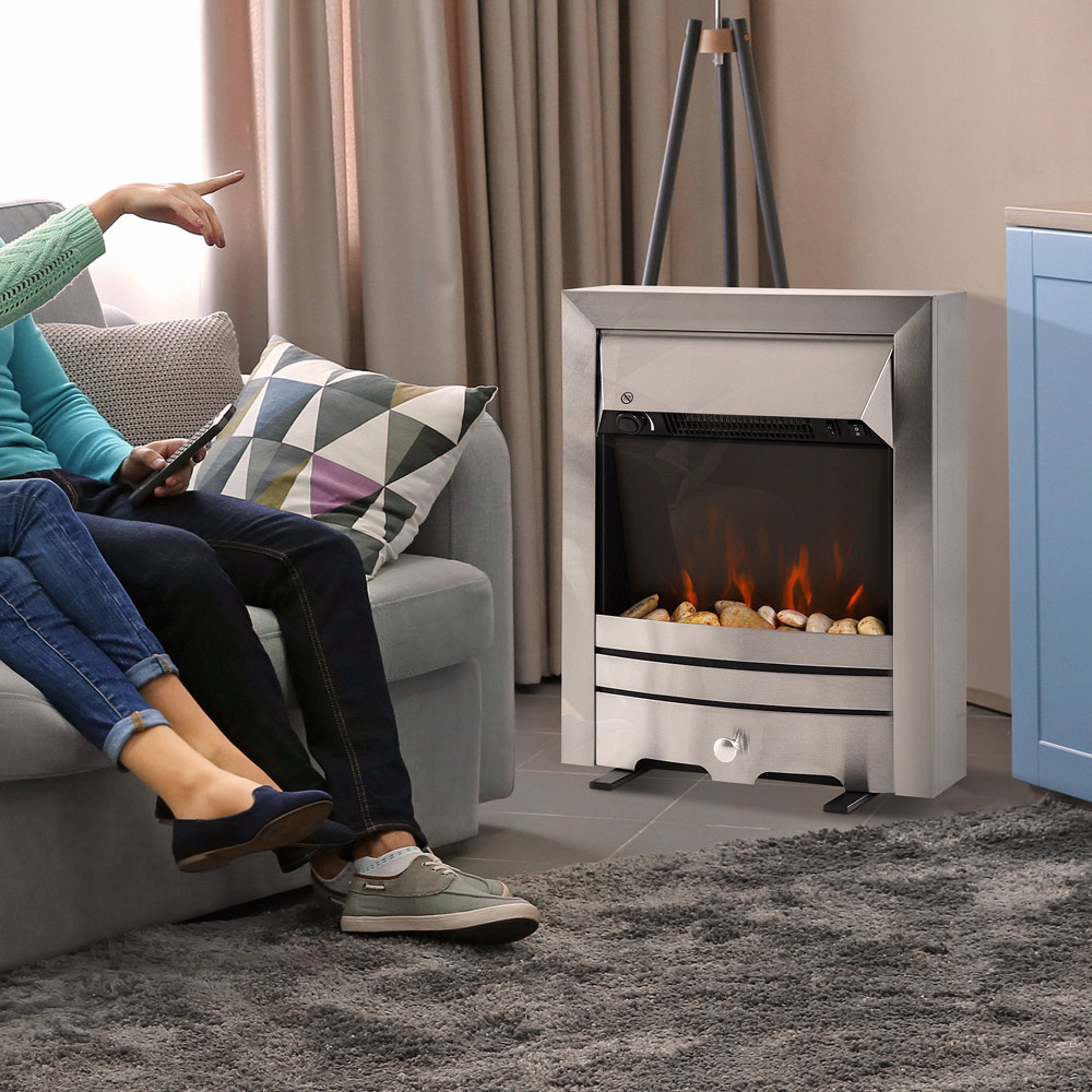 HOMCOM Ava Pebble Effect Electric Fireplace Heater Image 5