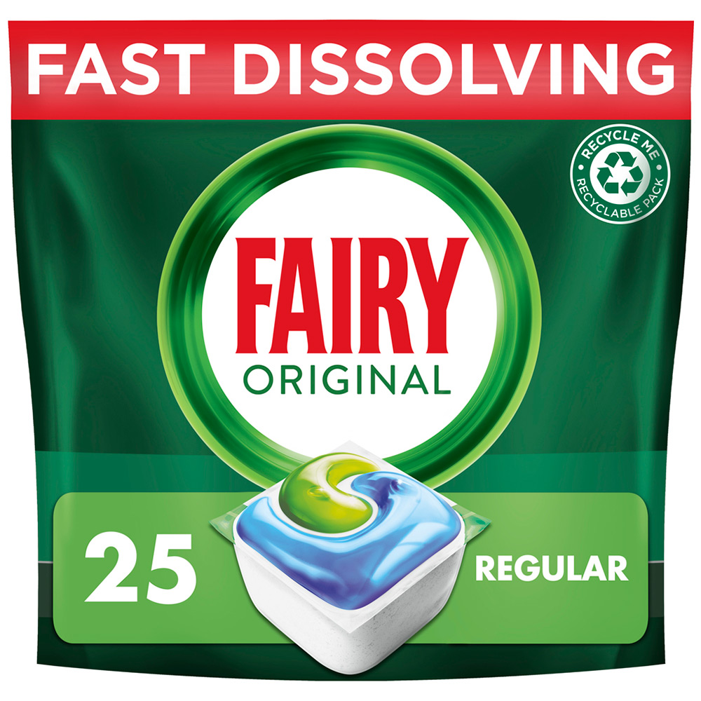 Fairy All in One Original Dishwasher Tablet 25 Pack Image 1