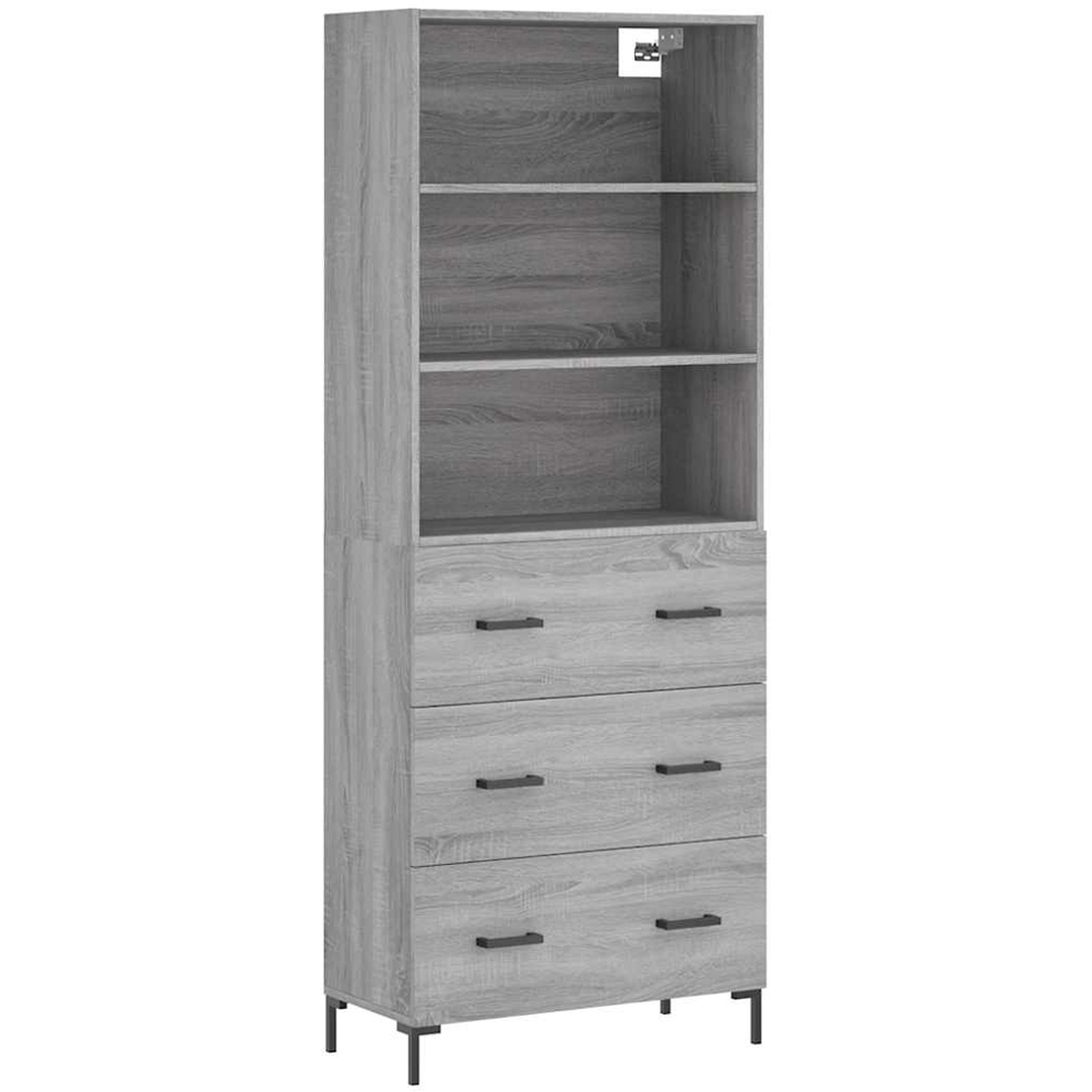 vidaXL 3 Drawer 3 Shelf Grey Sonoma Highboard Image 2