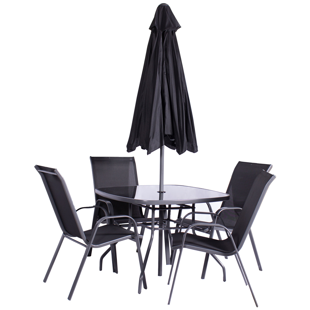 Royalcraft Rio 4 Seater Stacking Armchairs Dining Set Black Image 3