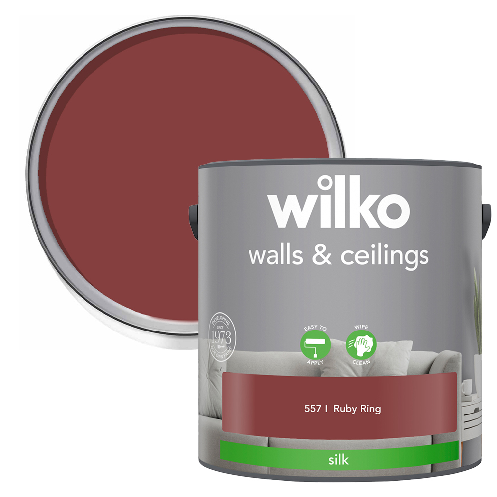 Wilko Walls & Ceilings Ruby Ring Silk Emulsion Paint 2.5L Image 1