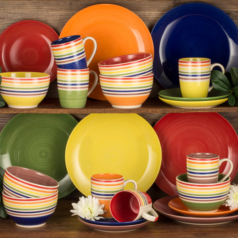 Waterside Rainbow Stripe 24 Piece Dinner Set Image 3