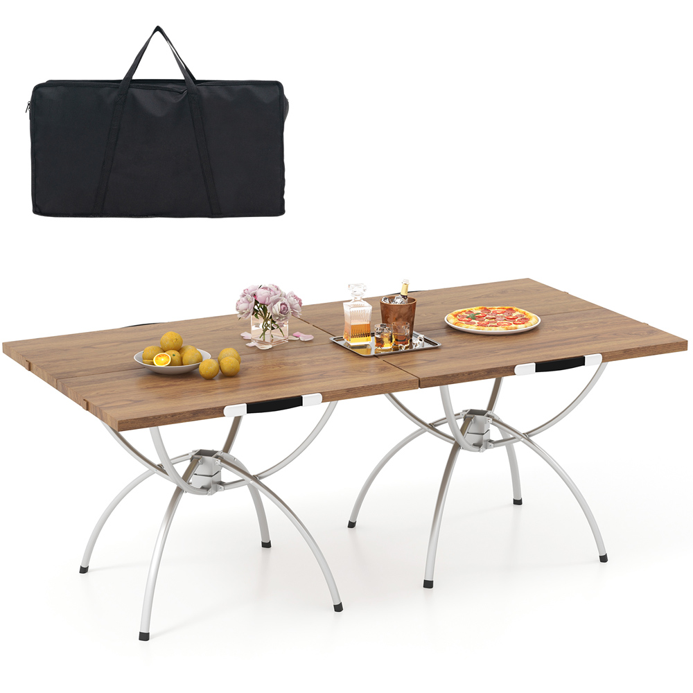 Costway Coffee Foldable and Extendable Picnic Table Image 2