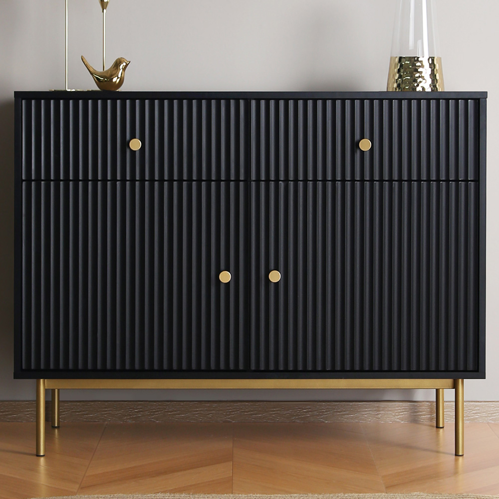 Devon 2 Door 2 Drawer Black Cabinet Image 1