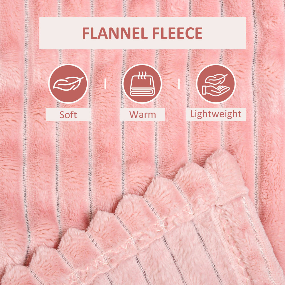 Portland Double Pink Flannel Fleece Blanket 203 x 152cm Image 4