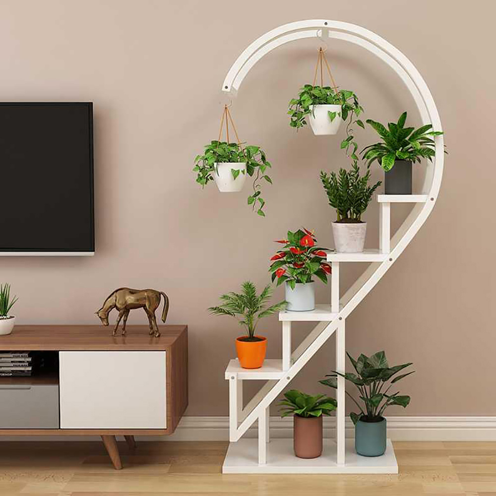 Living and Home Multi Tiered White Plant Stand Image 4