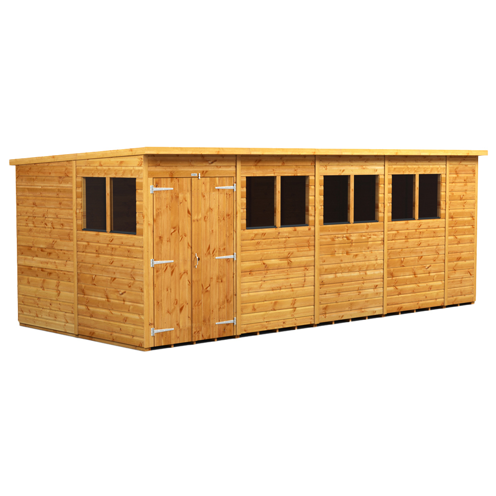 Power Sheds 18 x 8ft Double Door Pent Wooden Shed with Window Image 1