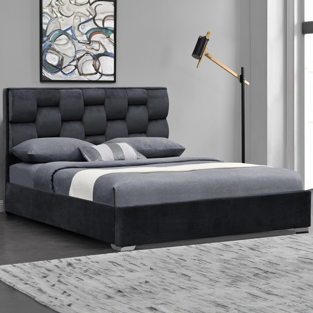 Brooklyn Grey Plush Velvet 4 Piece Bedroom Furniture Set Image 2