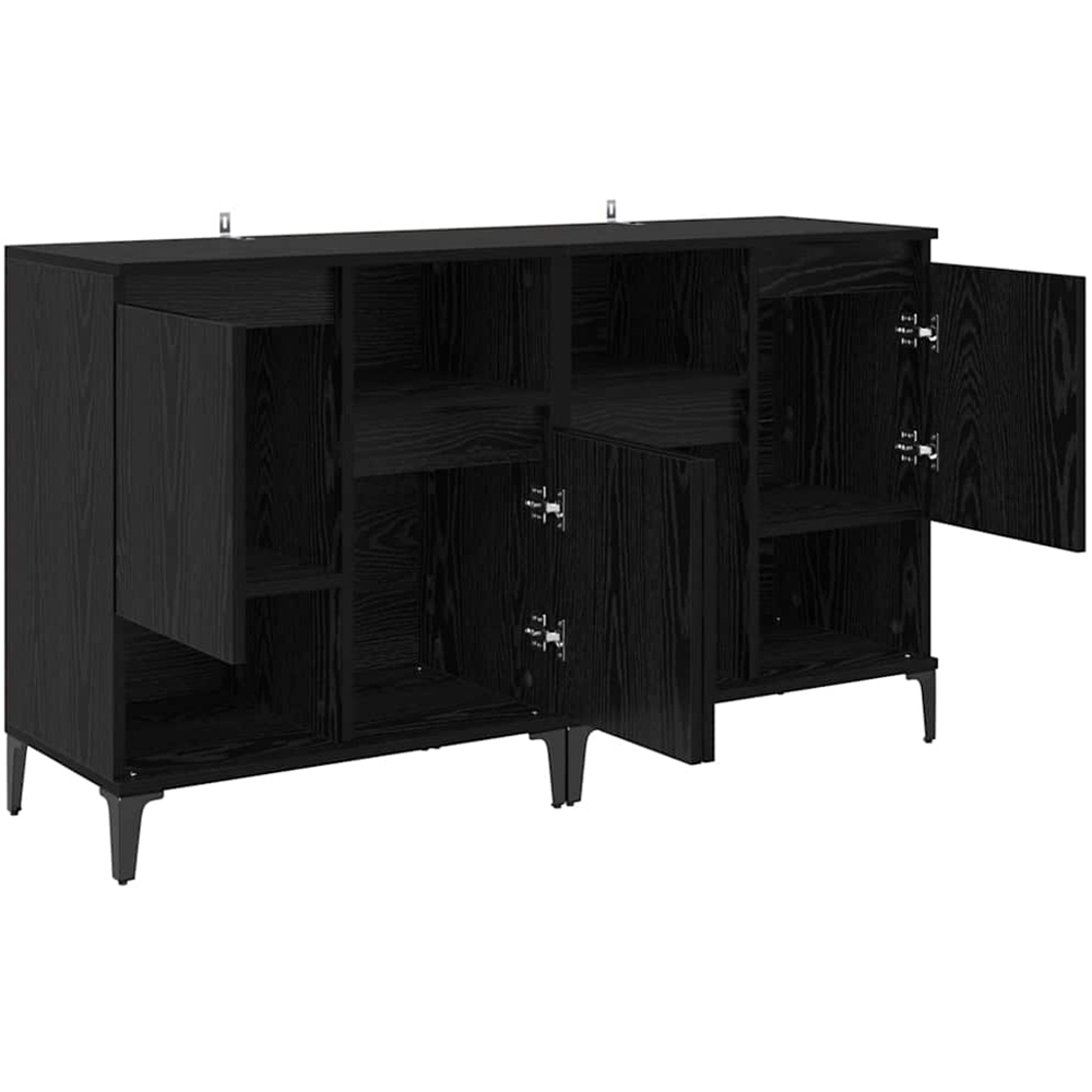 vidaXL 2 Door 2 Shelf Black Compact Sideboard Set of 2 Image 6
