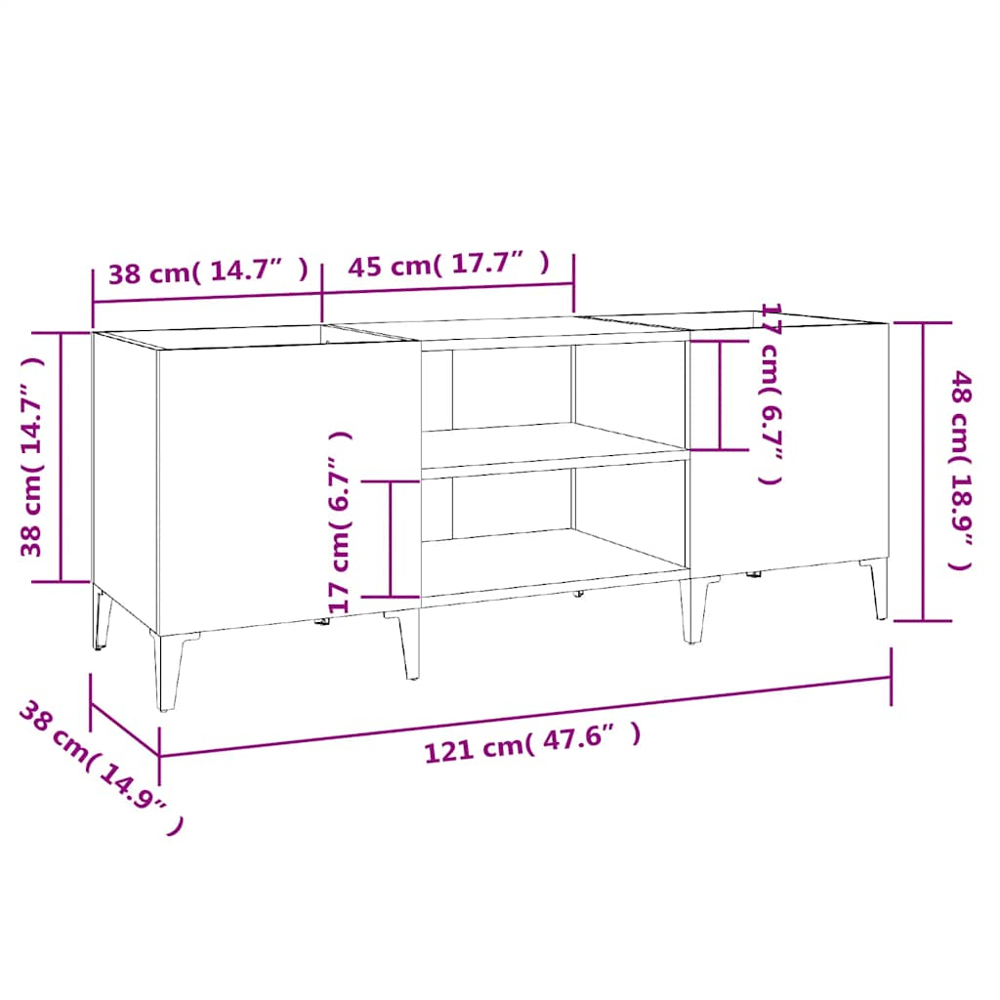 vidaXL 2 Shelf Brown Oak Record Cabinet Image 8