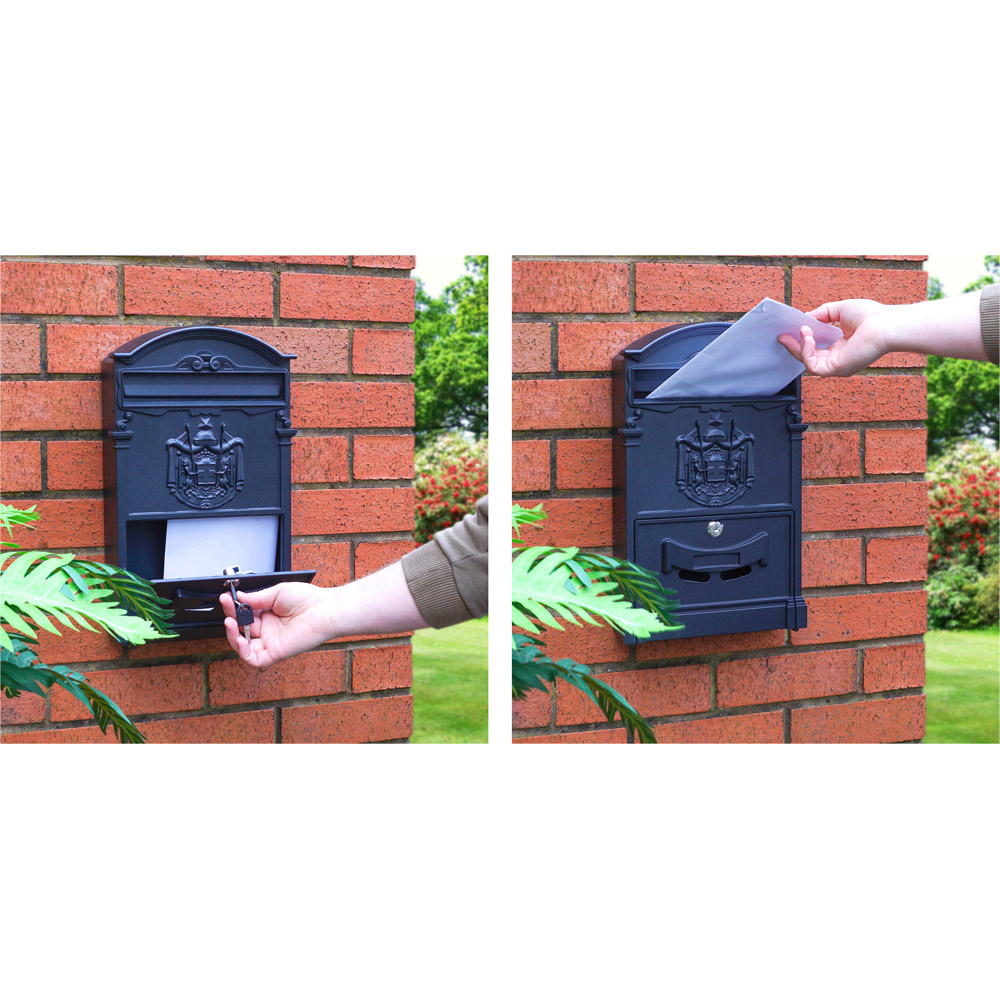 St Helens Black Locking Mounted Letter Box Image 6