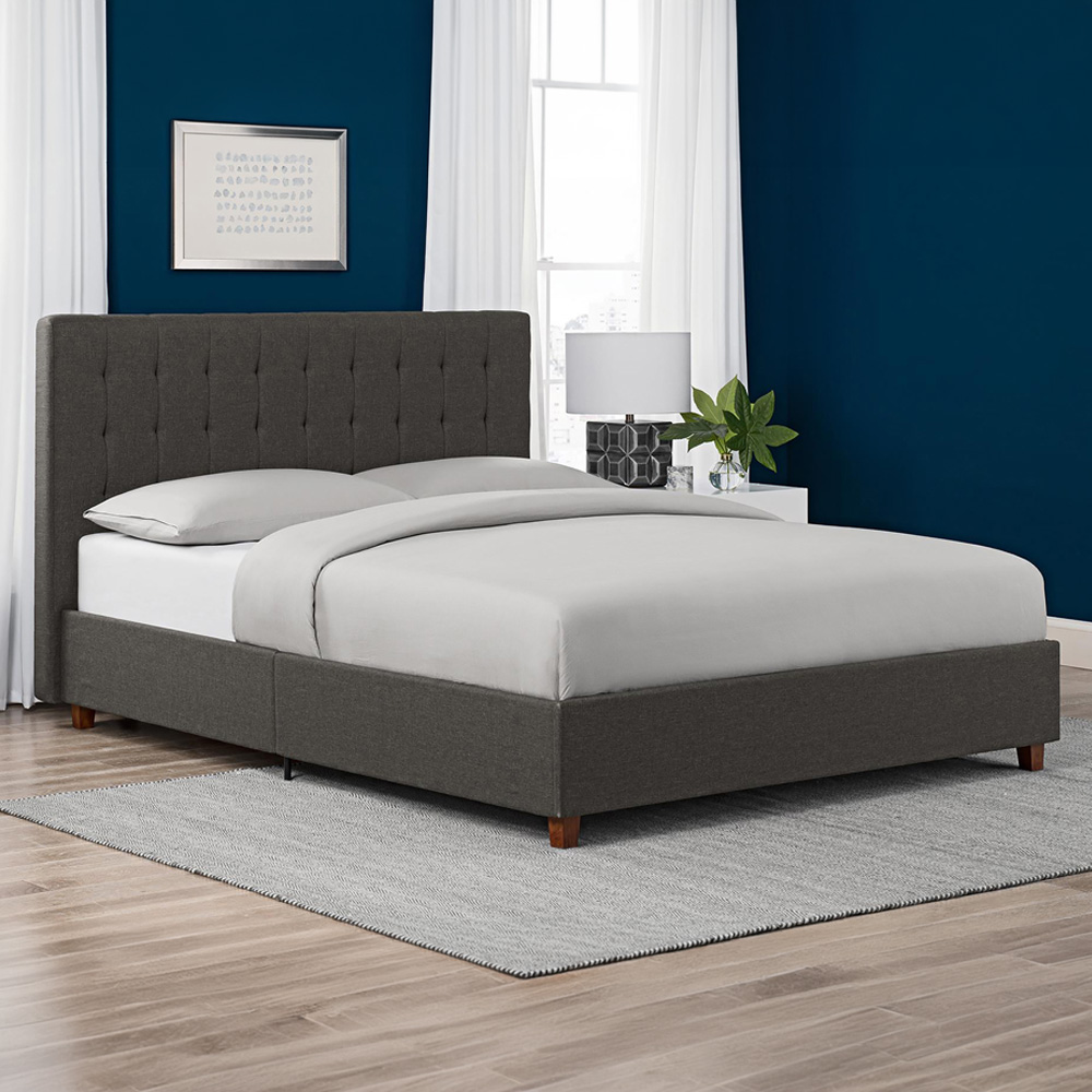 Dorel Emily Double Linen Upholstered Bed Image 1