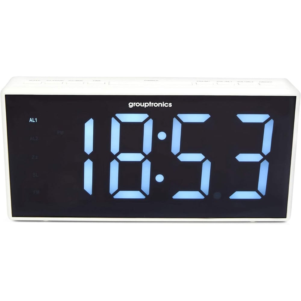 Grouptronics GTCR-T1M White Digital Alarm Clock Radio Image 1