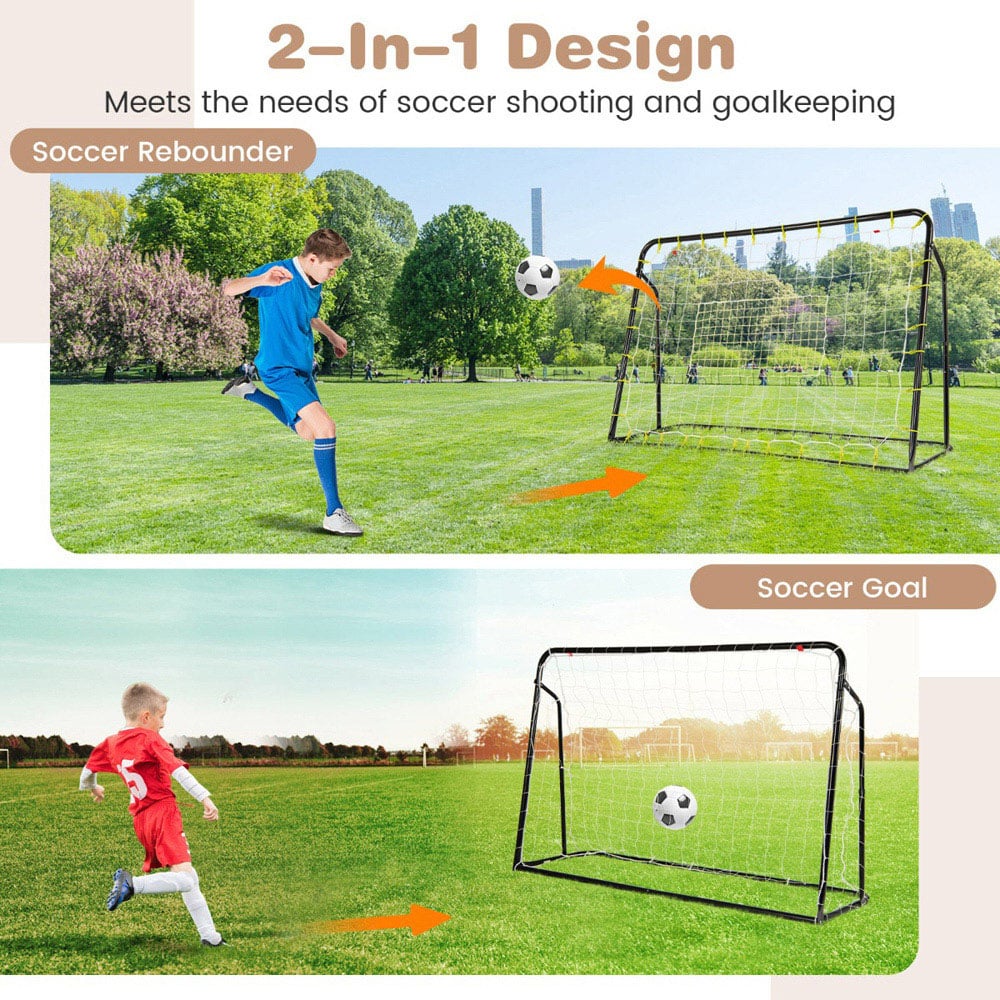 Costway 2 in 1 Black Kids Soccer Rebounder and Goal Image 7