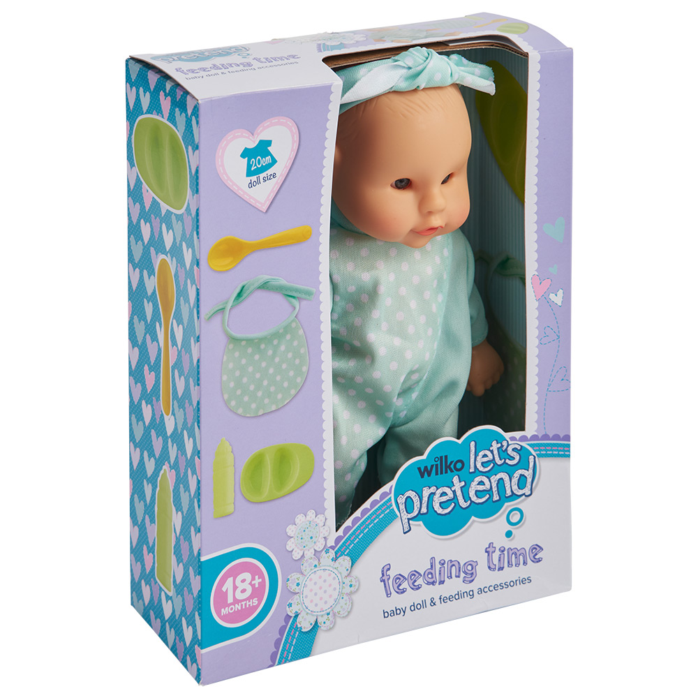 Wilko Feeding Time 21cm Baby Doll with Accessories Wilko