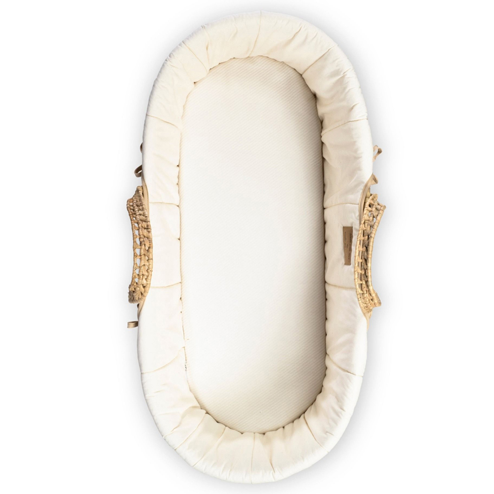 Clair de Lune Baby Cream Organic Palm Moses Basket with Natural Rocking Stand Image 4