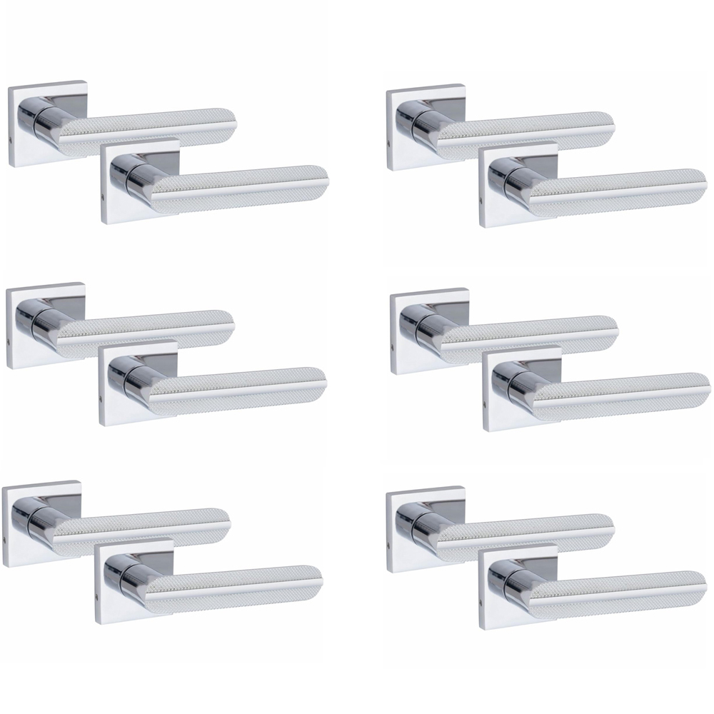 Golden Grace Polished Chrome Modern Lima Handle Set 6 Pack Image 1