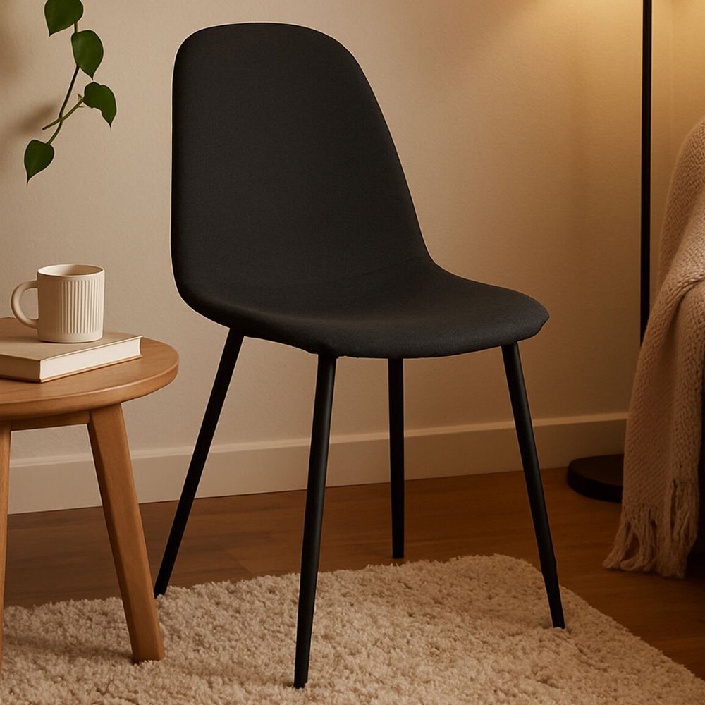 Premier Housewares Salford Black Fabric Dining Chair Image 1