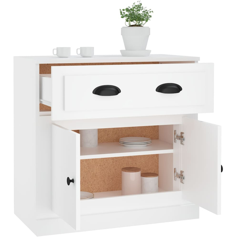 vidaXL 2 Door Single Drawer White Sideboard Image 5
