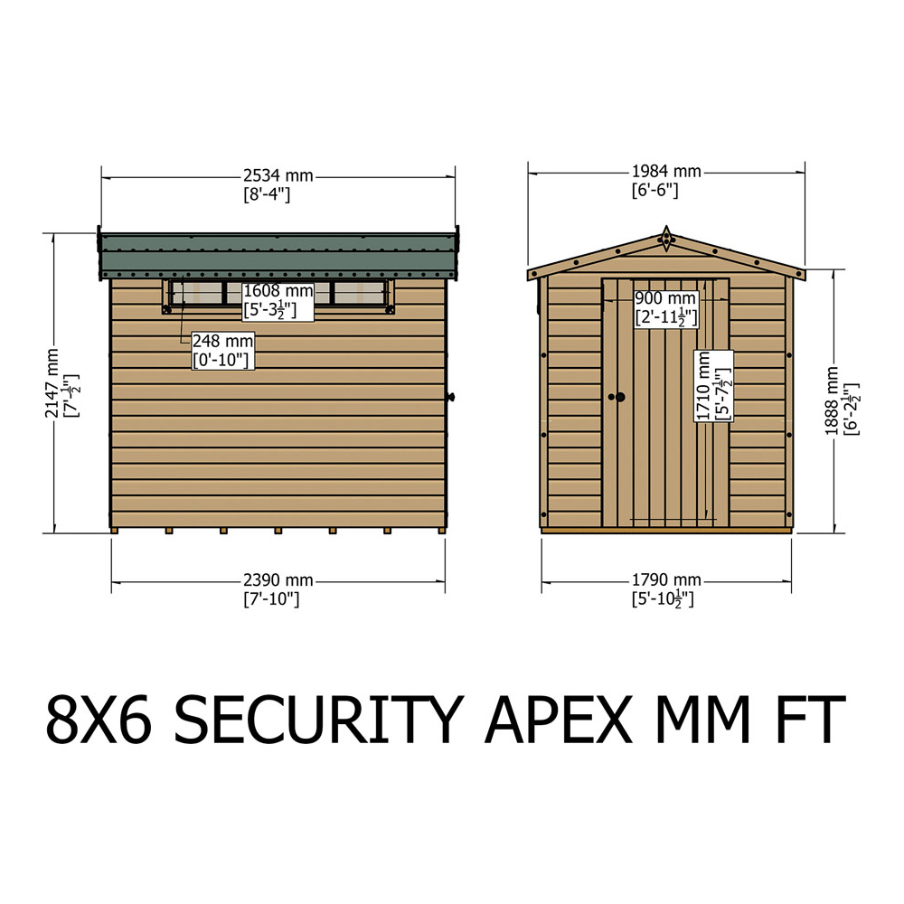 Shire 8 x 6ft Dip Treated Shiplap Apex Shed Image 4
