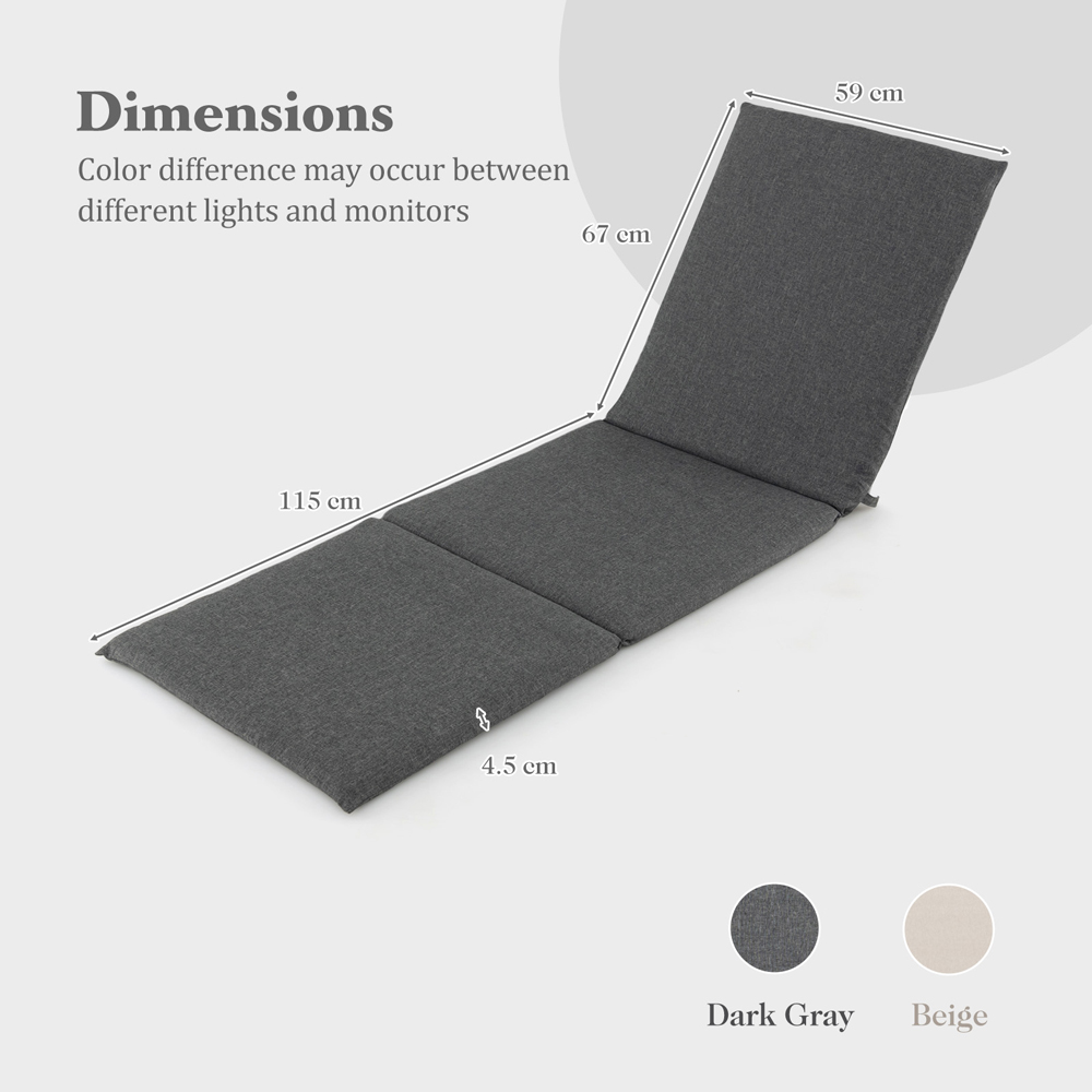 Costway Dark Grey Folding Outdoor Chaise Lounge Image 4