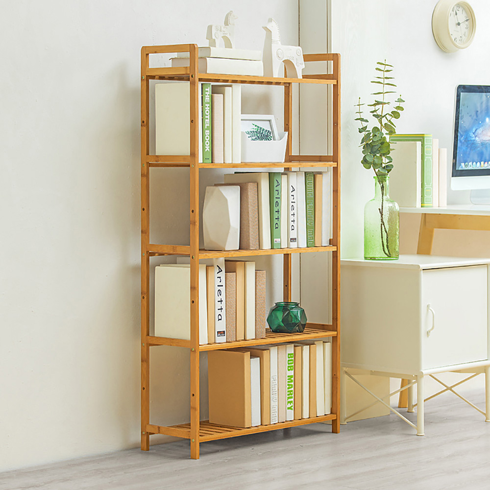 Living and Home 5 Shelf Natural Large Bookshelf Image 3