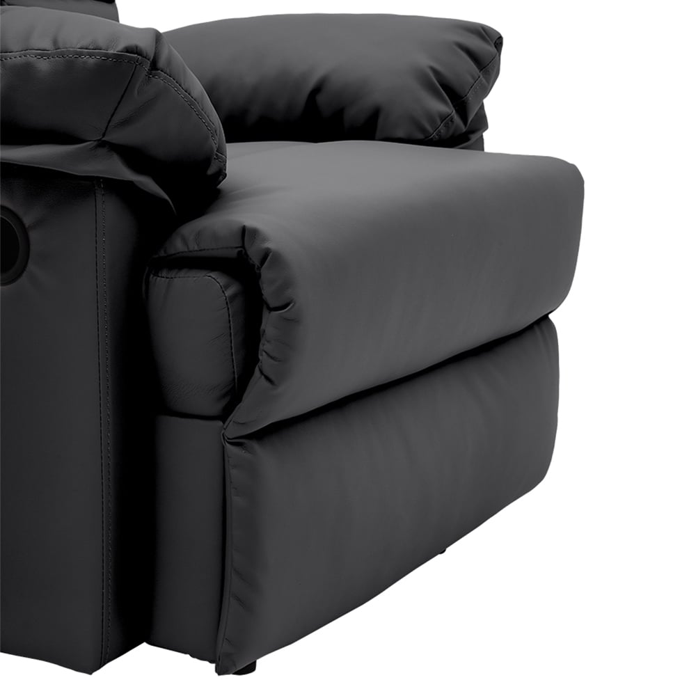 Living and Home Black Tufted Faux Leather Recliner with Control Switch Image 4