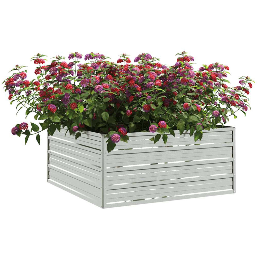 vidaXL Silver Galvanised Steel Raised Garden Bed 45 x 100 x 100cm Image 2