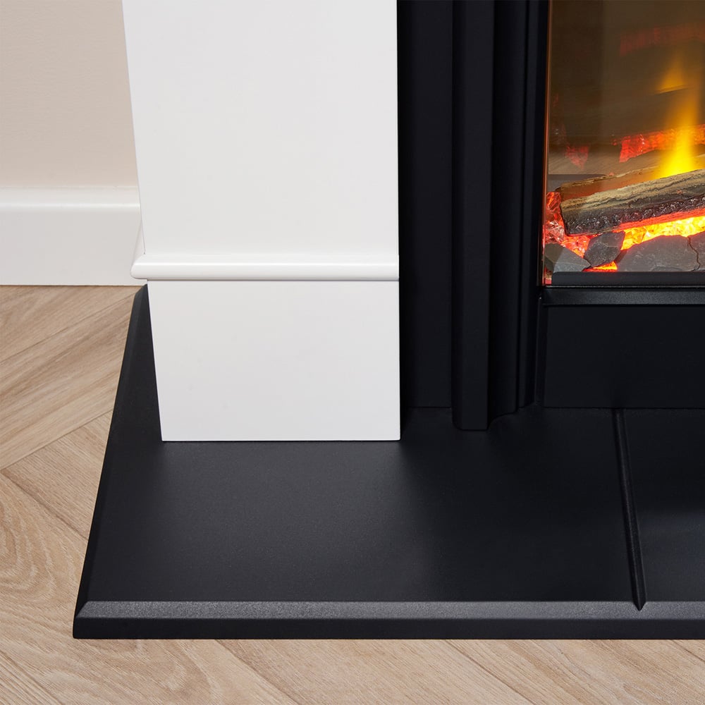 Adam Chesterfield White and Charcoal Grey Electric Fireplace Suite 44 inch Image 4