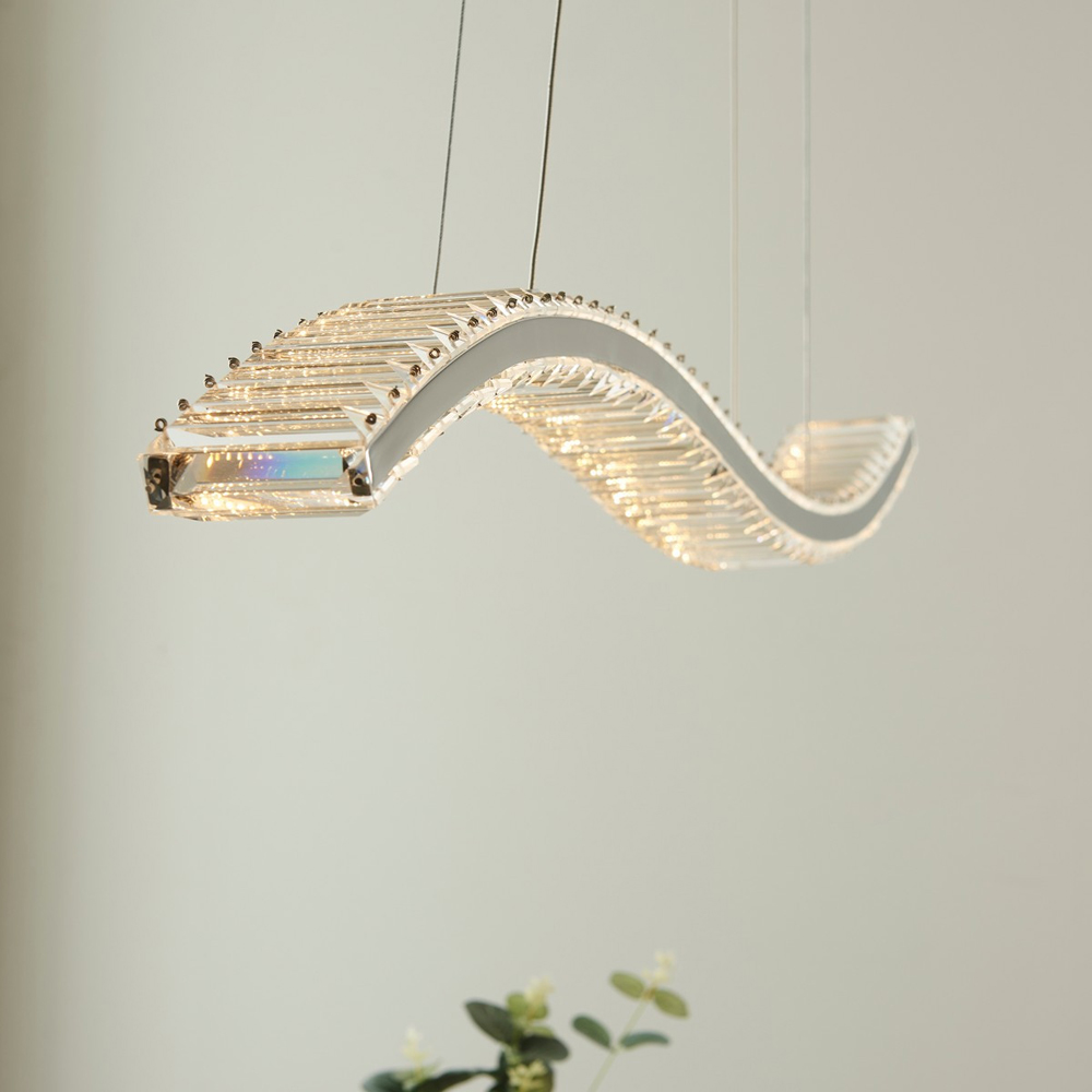 Merano Foggia Chrome Plate Crystal Pendant Ceiling Lamp Image 5