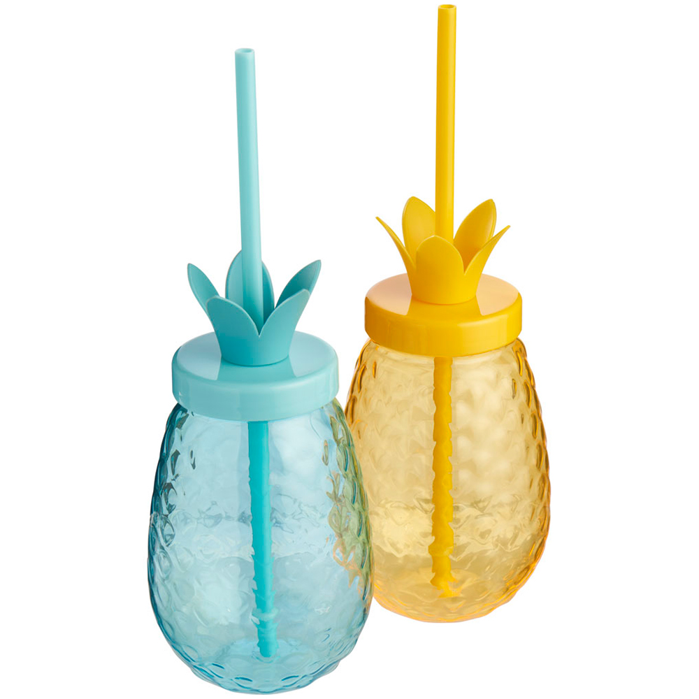 wilko summer pineapple straw tumbler
