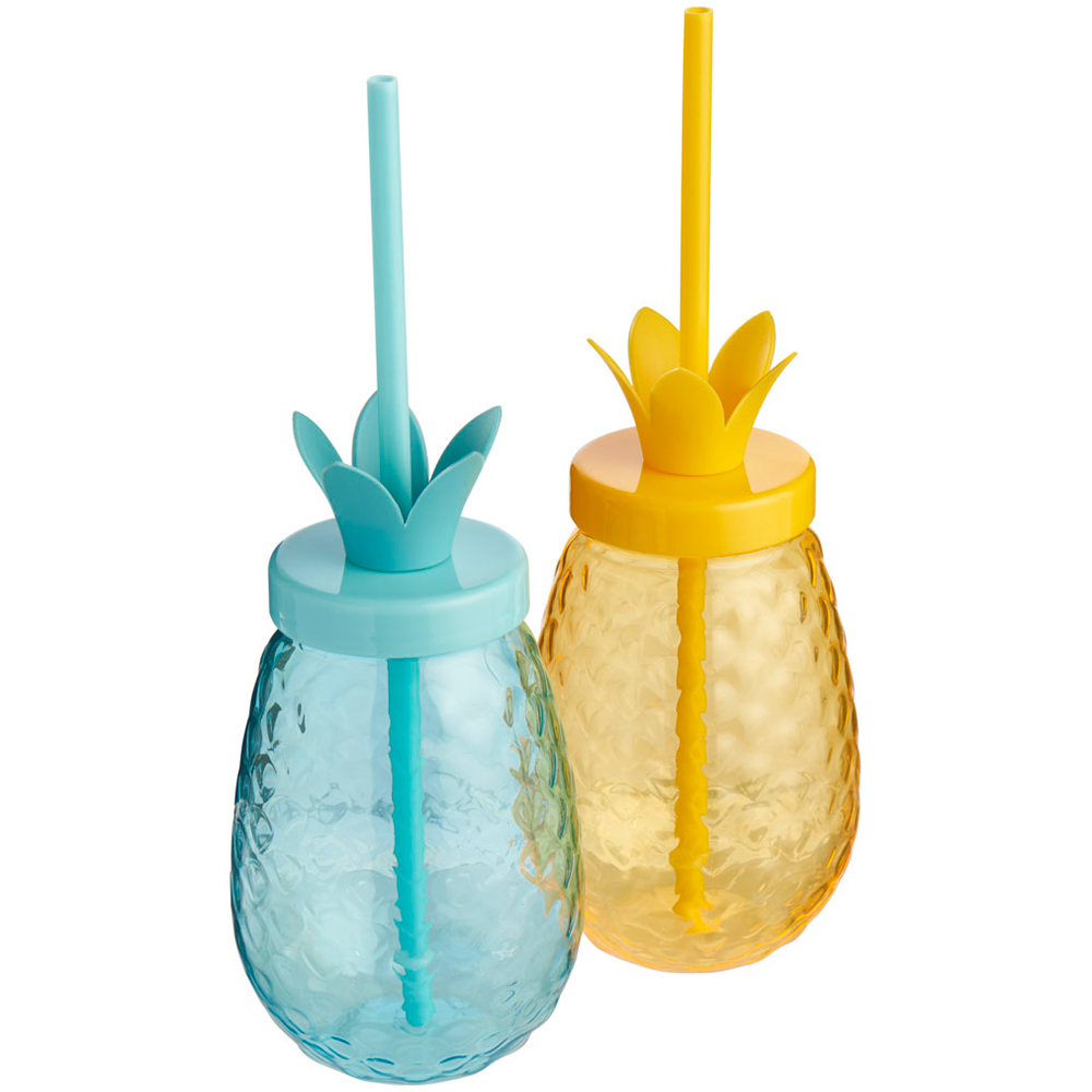 Wilko Summer Pineapple Straw Tumbler Image 1