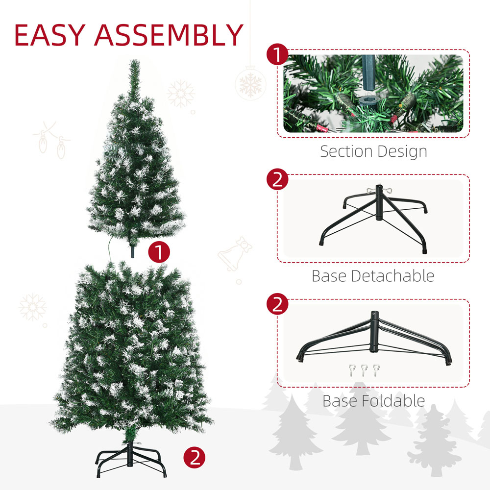 Everglow Colourful LED Pre-Lit Pencil Slim Green Artificial Christmas Tree 5ft Image 6