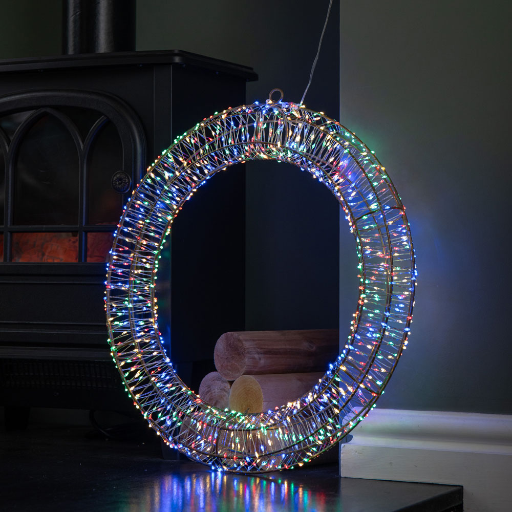 Samuel Alexander 960 Multi-Coloured LED Light-Up Christmas Wreath 45cm Image 8