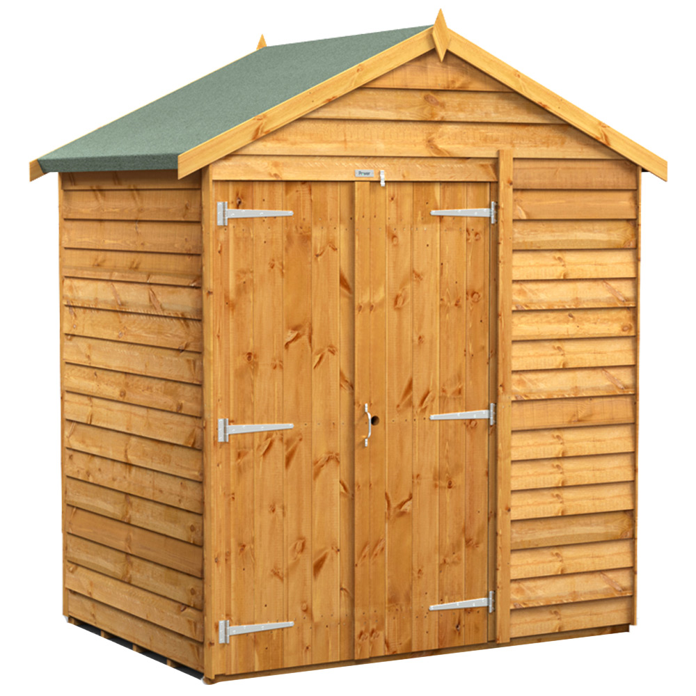 Power Sheds 4 x 6ft Double Door Overlap Apex Wooden Shed Image 1
